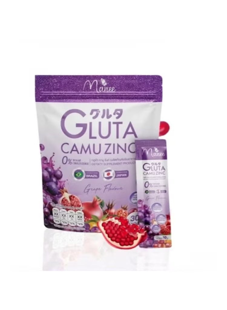 Manee Gluta Camu Zinc with Collagen | Daily Skin & Immunity Support | 30 Sachets